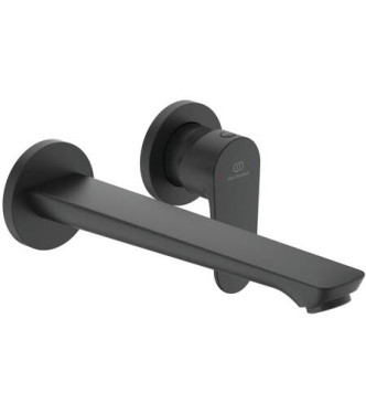 Miscelatore lavabo a parete Ideal Standard Cerafine O con bocca e piastra - Nero  