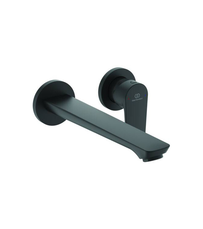 Wall-mounted basin mixer Ideal Standard Cerafine O with spout and plate - Black