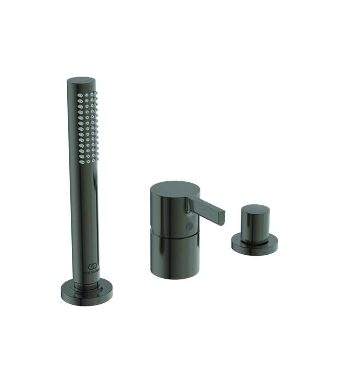 Wall-mounted bath-shower mixer Ideal Standard Cerafine O with diverter - Brushed steel