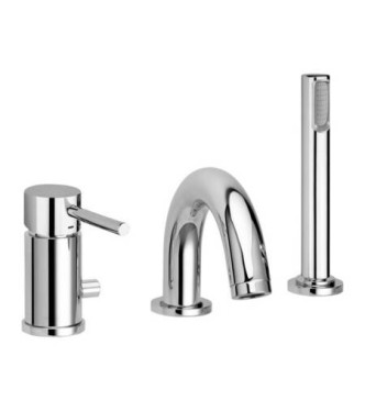 PAFFONI LIG047 LIGHT BATHTUB RIM MIXER 3-HOLE INCREASED FLOW RATE CHROME