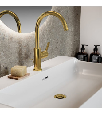 Miscelatore lavabo bocca alta Ideal Standard Joy con scarico 5L - Brushed Gold  