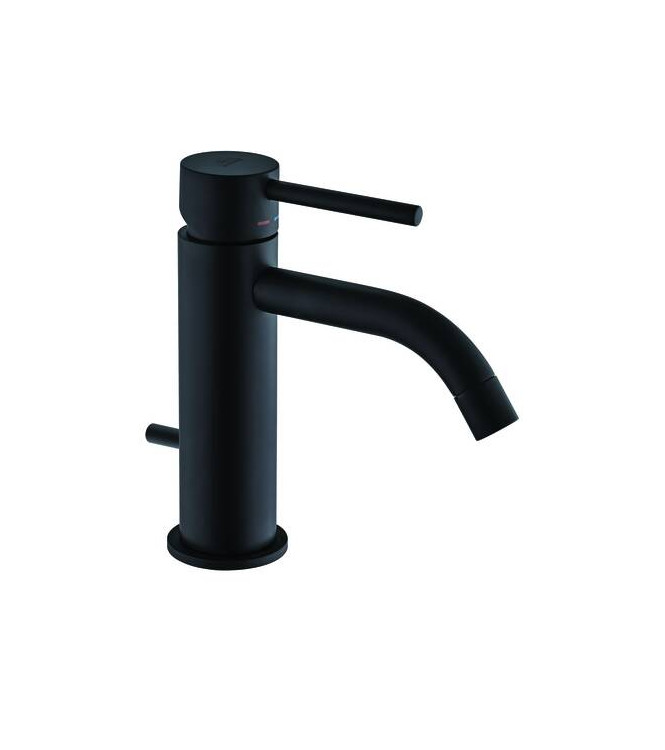 PAFFONI LIG075 LIGHT MISCELATORE MONOCOMANDO LAVABO con piletta 1.1/4" NERO OPACO