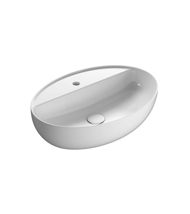 4ALL OVAL WASHBASIN 60x42 WITH GLOSSY WHITE HOLE