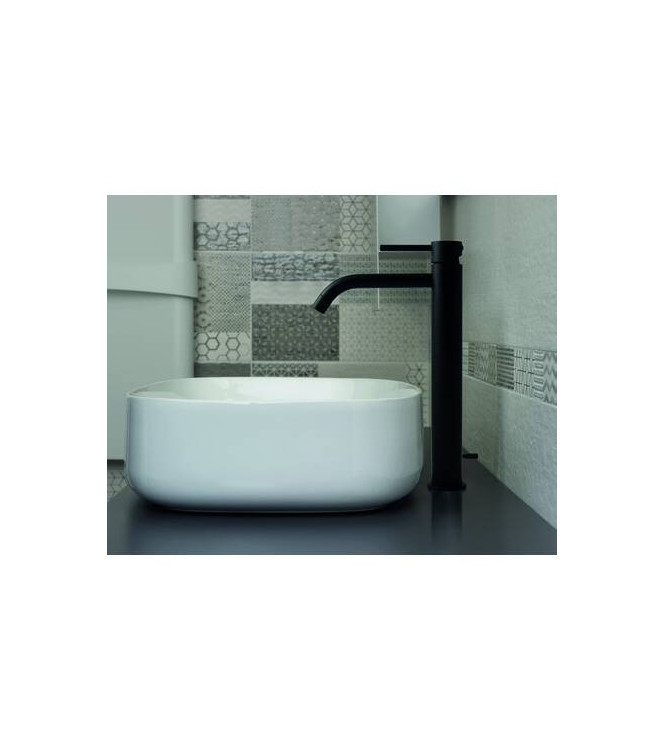 PAFFONI LIG085 LIGHT MISCELATORE LAVABO PROLUNGATO con piletta 1.1/4" NERO OPACO
