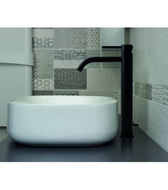 PAFFONI LIG085 LIGHT PROLONGED WASHBASIN MIXER with waste ø1.1/4" MATT BLACK