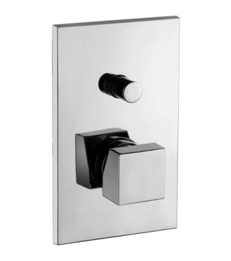 PAFFONI LEC015 LEVEL SINGLE-LEVER CONCEALED SHOWER MIXER WITH CHROME DIVERTER AND STAINLESS STEEL PLATE