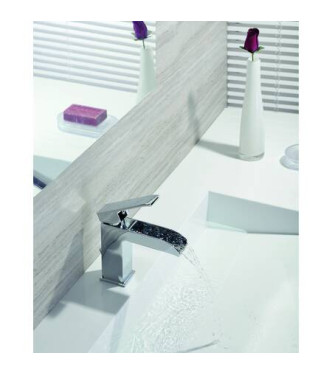 PAFFONI LES065 LEVEL MISCELATORE MONOCOMANDO LAVABO CASCATA con piletta 1.1/4" CROMATO