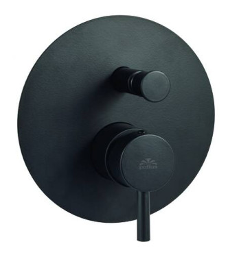 PAFFONI LIGBOX015 LIGHT EXTERNAL PART RECESSED SHOWER MIXER WITH DIVERTER MATT BLACK WITH METAL PLATE