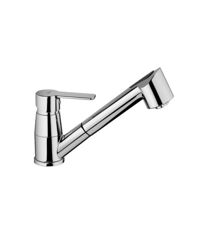 PAFFONI RED183 RED SINGLE-LEVER SINK MIXER WITH PULL-OUT CHROME HAND SHOWER