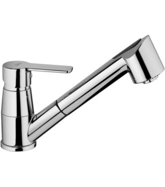 PAFFONI RED183 RED SINGLE-LEVER SINK MIXER WITH PULL-OUT CHROME HAND SHOWER