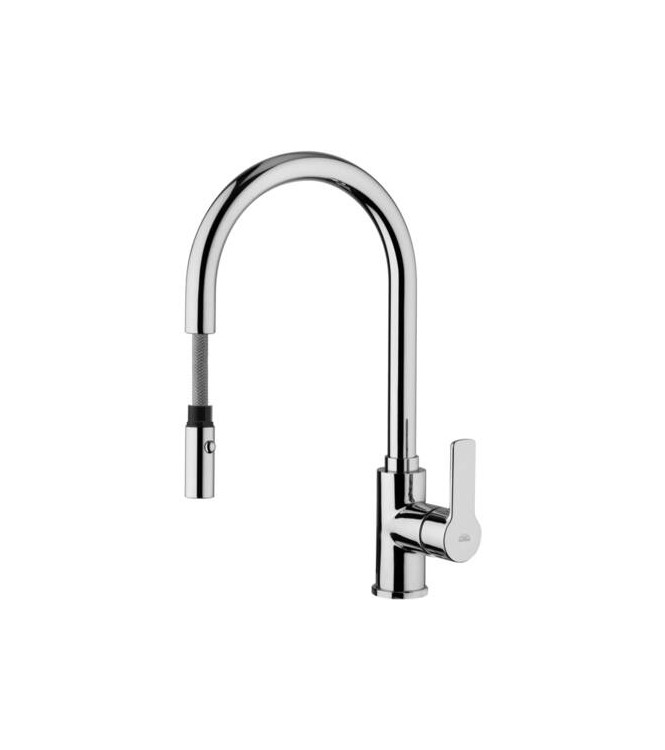 PAFFONI RED285 RED SINGLE-LEVER SINK MIXER WITH PULL-OUT CHROME HAND SHOWER