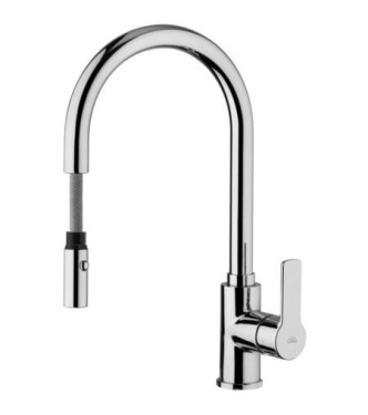 PAFFONI RED285 RED SINGLE-LEVER SINK MIXER WITH PULL-OUT CHROME HAND SHOWER