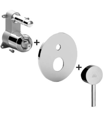 PAFFONI SKBOX015 STICK PARTE ESTERNA MISCELATORE INCASSO DOCCIA CON DEVIATORE CROMATO E PIASTRA INOX