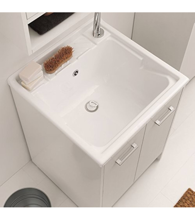 Colavene DL6060B  Lavatoio 60x60 cm con Vasca in ABS e Mobile Bianco