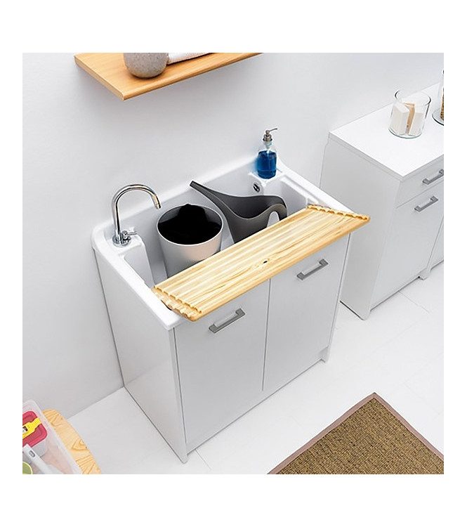 Colavene DL8045B  Lavatoio 80x45 cm con Vasca in ABS e Mobile Bianco