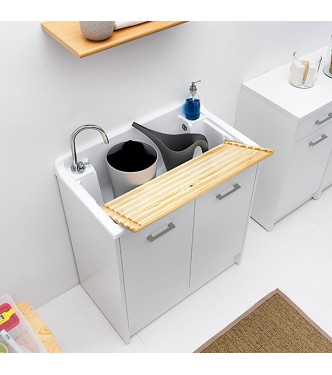 Colavene DL8045B  Lavatoio 80x45 cm con Vasca in ABS e Mobile Bianco