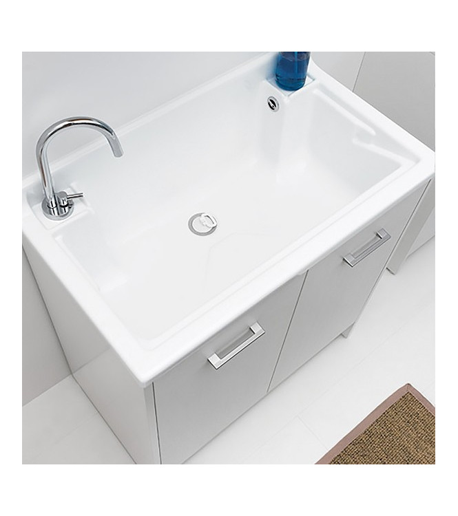 Colavene DL8045B  Lavatoio 80x45 cm con Vasca in ABS e Mobile Bianco
