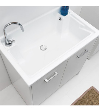 Colavene DL8045B - Washbasin 80x45 cm with ABS bowl and White Cabinet