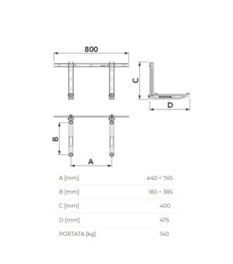 Staffa condizionatore premontata con antivibranti GALILEO SGL ECO portata max 140kg 