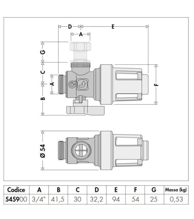 Caleffi 545900  Filtro Defangatore Magnetico Sottocaldaia XS 3/4" M x 3/4" F