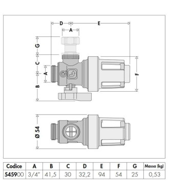 Caleffi 545900 - XS 3/4" M x 3/4" F Magnetic underfloor drain filter