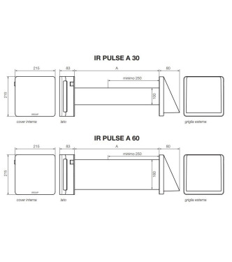 Irsap PULSE 60A point fan with heat recovery, ideal for rooms up to 20 m2