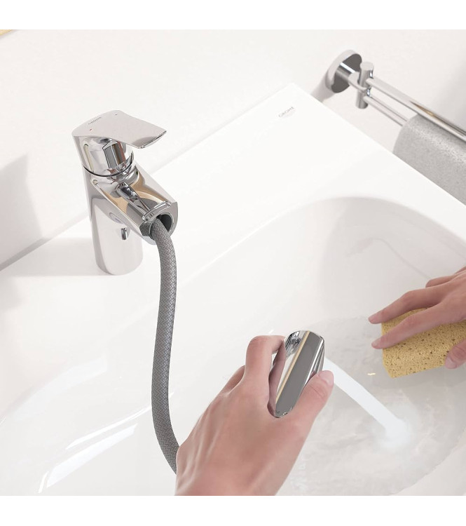 EUROSMART SINGLE-LEVER BASIN MIXER SIZE M WITHOUT POP-UP WASTE WITH CLICK CLAC WITH ECOJOY CHROME