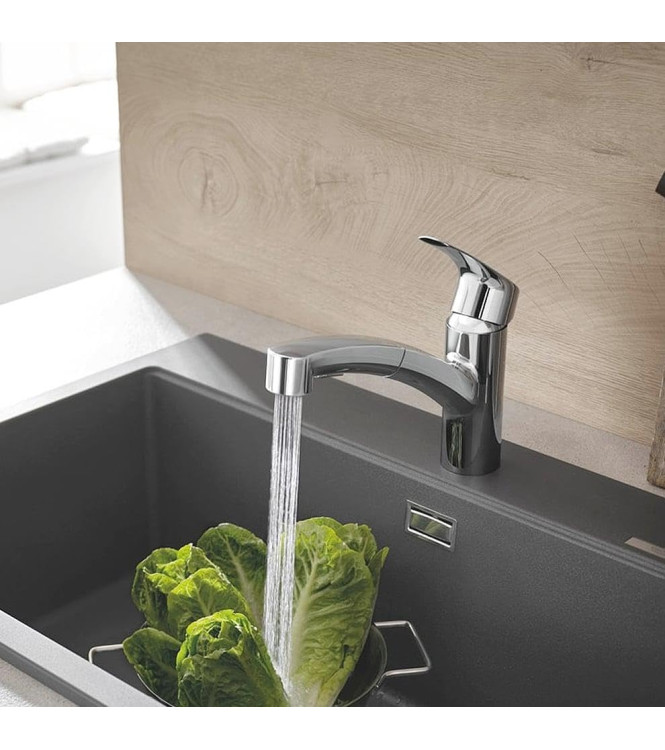 EUROSMART  MISCELATORE LAVELLO BOCCA BASSA CON DOCCETTA ESTRAIBILE CROMO