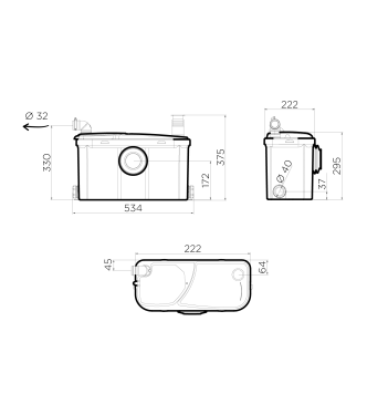 Watersan WS3 shredder - for complete bathroom with drainage up to 6 m
