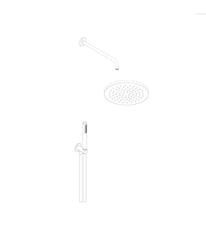 Kit doccia con soffione tondo 200 mm in ABS  finitura nero opaco