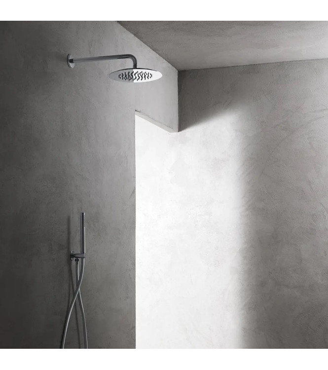 Shower kit with shower head Ã˜250 mm in brushed steel