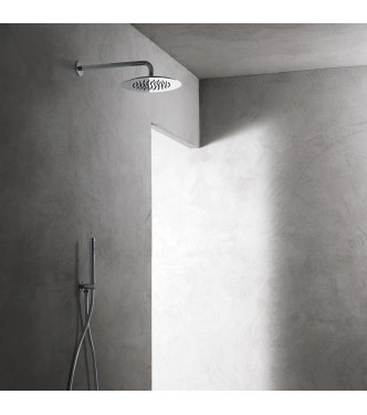 Shower kit with shower head Ã˜250 mm in brushed steel