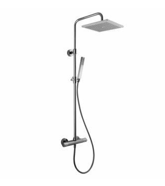 Telescoping square shower column with thermostatic mixer and ABS shower head â€" chrome finish