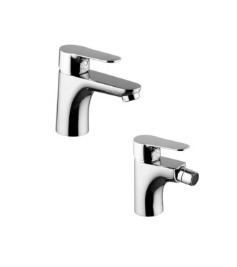 Fima Series 22 washbasin + bidet faucet set â€" polished chrome finish