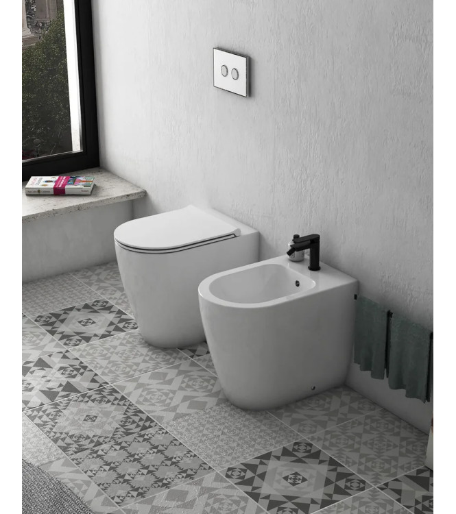 Floor-standing sanitaryware set Ceramica Globo Mode Series glossy white - ME001BI + ME009BI + ME020BI