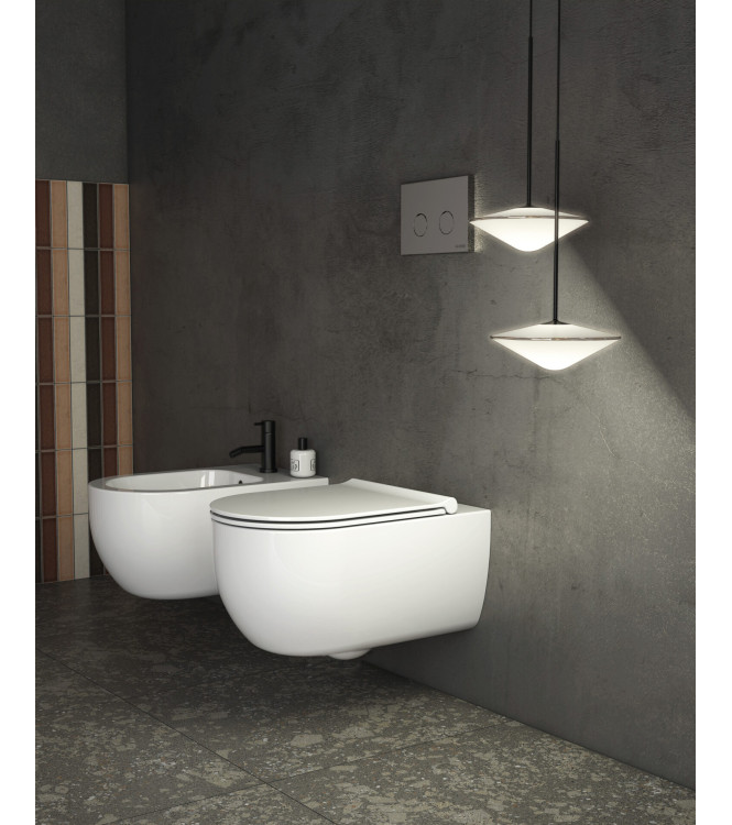 Wall-hung sanitaryware set Ceramica Globo Mode Series glossy white - MES02BI + MES09BI + ME020BI
