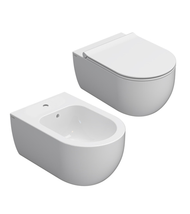 Wall-hung sanitaryware set Ceramica Globo Mode Series glossy white - MES02BI + MES09BI + ME020BI