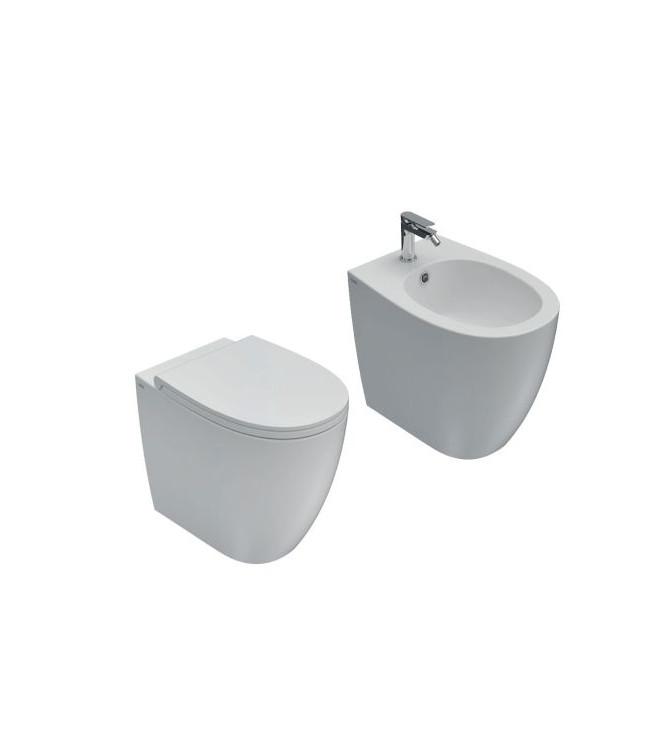 Floor-standing bathroom set Ceramica Globo Series 4All glossy white - MD004BI + MD011BI + MDR20BI