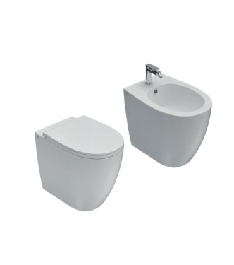 Floor-standing bathroom set Ceramica Globo Series 4All glossy white - MD004BI + MD011BI + MDR20BI