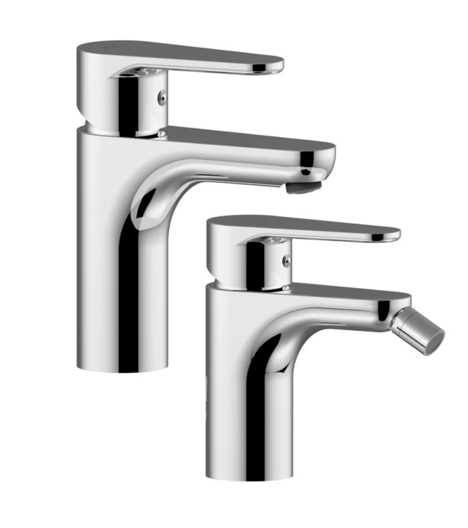 Set miscelatore lavabo e bidet senza scarico cromato - Green di Paffoni