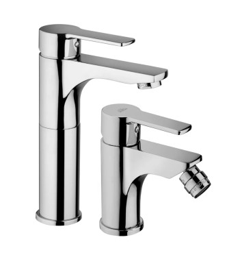 Set miscelatore lavabo prolungato e bidet senza scarico cromato - Red di Paffoni