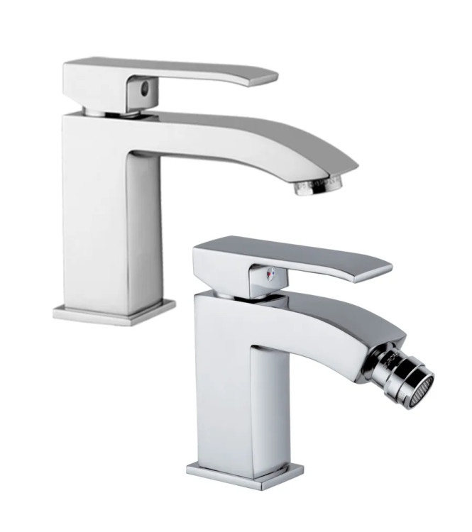 Set miscelatore lavabo e bidet senza scarico cromato - Level di Paffoni