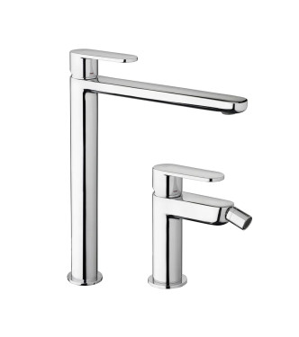Set miscelatore lavabo prolungato e bidet senza scarico cromato - Candy di Paffoni