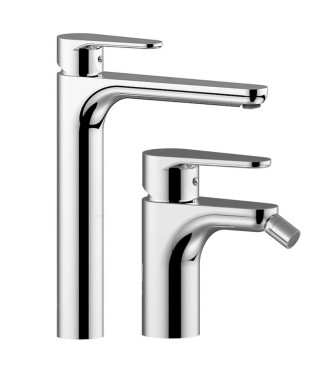 Set miscelatore lavabo prolungato e bidet senza scarico cromato - Green di Paffoni