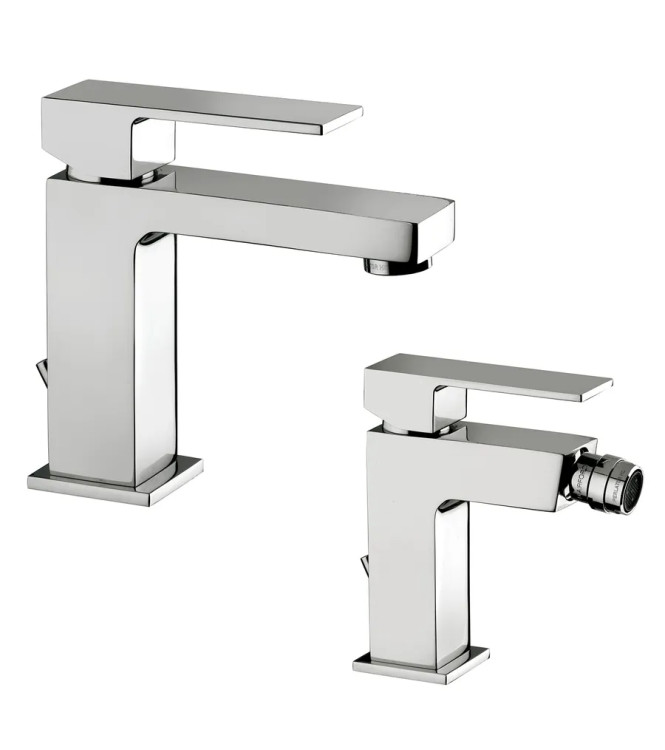Coppia di miscelatori Paffoni Elle lavabo e bidet con pilette di scarico