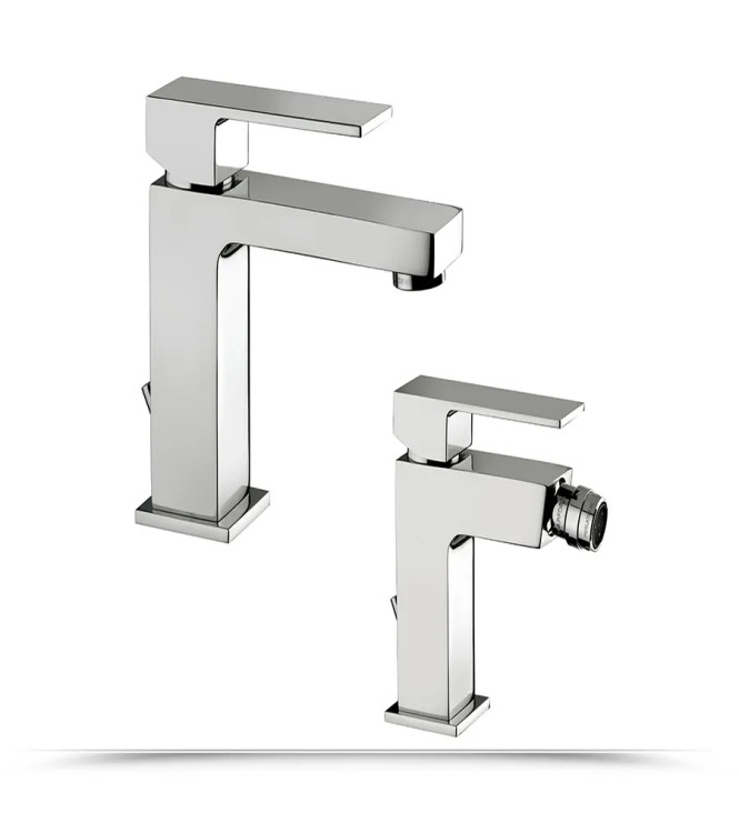 Coppia di miscelatori Paffoni Elle lavabo e bidet con pilette di scarico