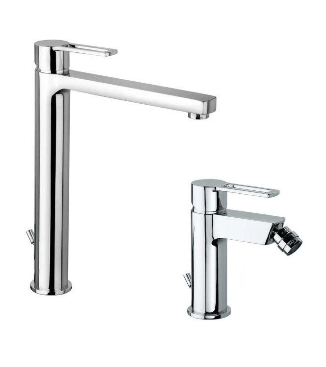 Paffoni "ringo" rubinetti lavabo canna alta e bidet scarico automatico
