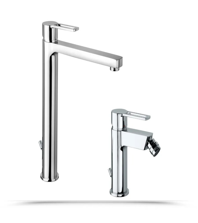 Paffoni "ringo" rubinetti lavabo canna alta e bidet scarico automatico