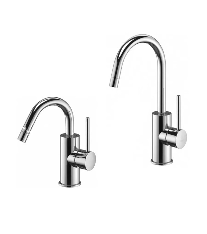 Set miscelatore lavabo e bidet canna a U cromato - Light di Paffoni