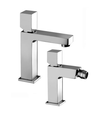 Set miscelatore lavabo medio e bidet con leva cubo senza scarico cromato - Elle di P37affoni